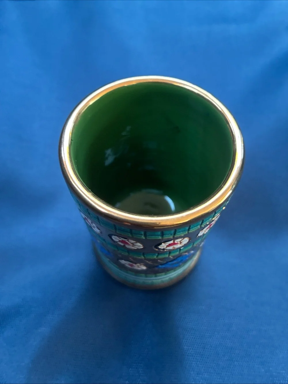 Ceramic-he D'Arte Mario Sambuco miniature cylinder vase from Italy